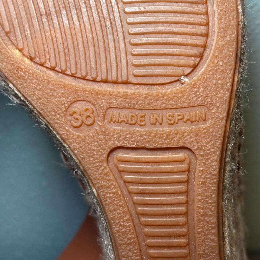 Maypol Spain Tan Leather Espadrille Wedge Sandals Size 38 (US 7.5-8) - Picture 9 of 9